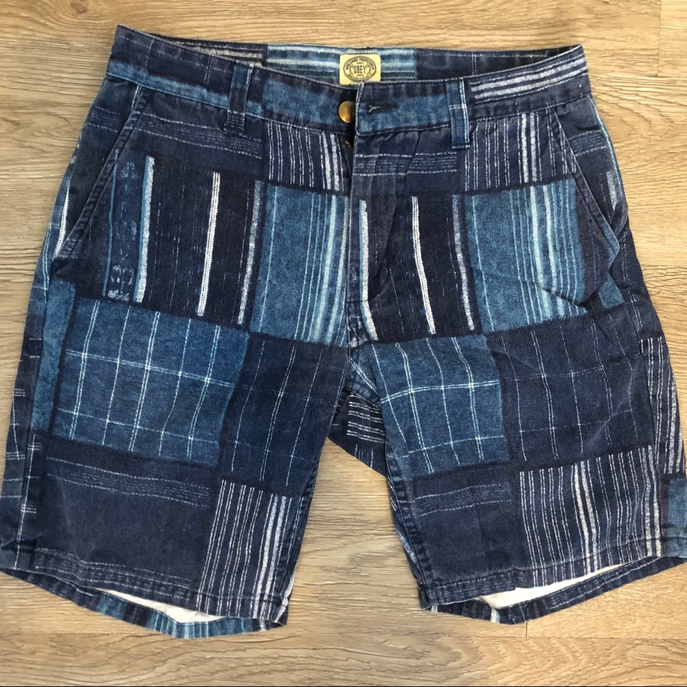 Obey Blue Patchwork Shorts